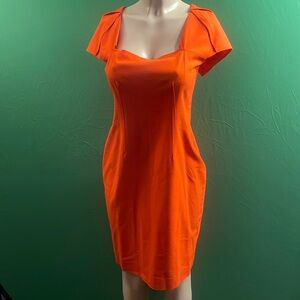 Rachel Roy orange structured midi sheath dress 14